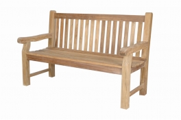 Teak Bench 60" Extra Thick - "Devonshire" Style 3-Seater Straight Back