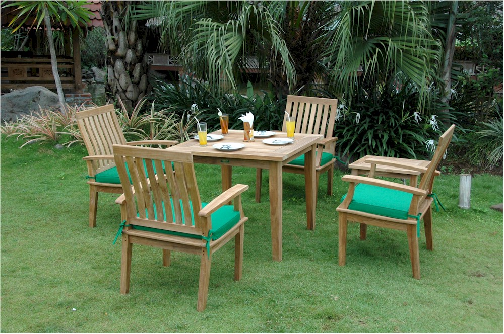 Furnitureteak Teak Furniture Set 4 Qty Dining Armchairs 35 Square “bahama” Style Table W 6488