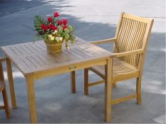 Teak Furniture Set of 4 qty.  “Chicago” Style Armchairs +  35" Square “Bahama” Style Table