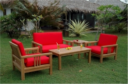 Teak SouthBay Deep Seating Collection - 2 SouthBay Armchairs + Love Seat + Coffee & Side Tables