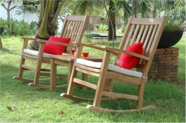Teak Rocking Armchair - Collection - 2 Palm Beach Rocking Armchairs + SouthBay Square Side Table