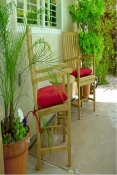 Teak Chair Set of 2 Wilshire Armchairs + Bahama 20" Mini Side Round Folding Table
