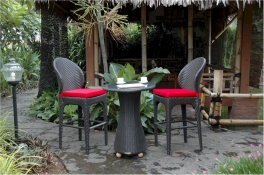 Wicker Bar Set "Astoria " Style - All-Weather Rattan - 1 Portofino Bar Table + 2 Astoria Bar Chairs