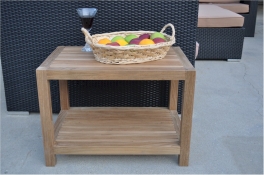 Teak Side Table  - 16" x 24"  Two Tier Table "Windsor" Style