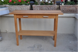 Teak Serving Table -  47" Rectangular Table  "Alanta" Style with 2 drawers and one Shelf