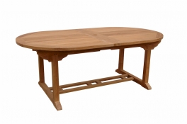 Teak Table - 47" x 78" Oval opens to 117" Oval Extension Table "Bahama" Style  Double Extensions