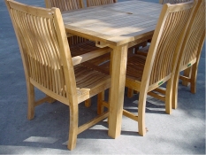 Teak Furniture Set Rectangular 95" Extension Table + 2 Chicago Armchairs + 4 Chicago Dining Chairs
