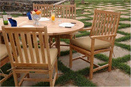 Teak Set of 46" - 67" Oval Extension Table + 2 Wilshire Dining Armchairs + 4 Wilshire Dining Chairs