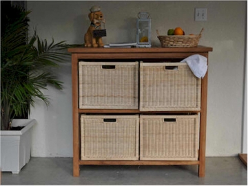 2 Extra Wicker Baskets for Teak Towel Console TB-4720 - Teak Relax Spa™